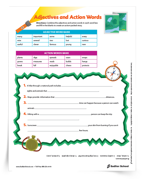 Combining Adjectives and Action Words Activity