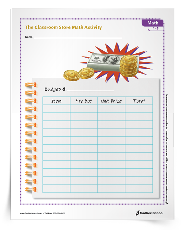 The Classroom Store Budgeting Activity
