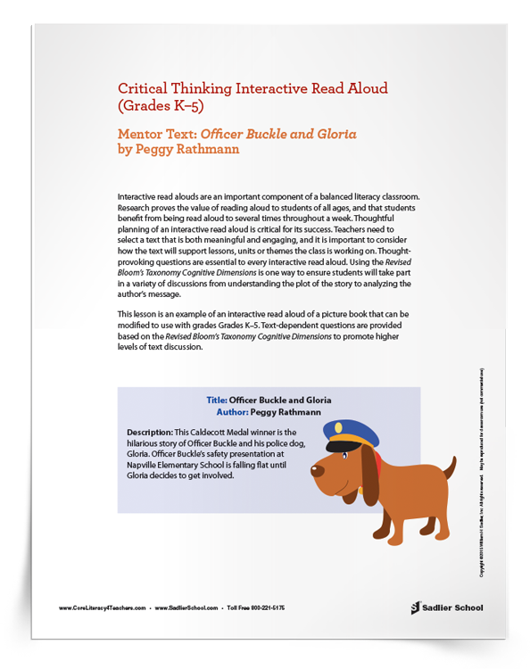 Critical Thinking Interactive Read Aloud of Officer Buckle and Gloria