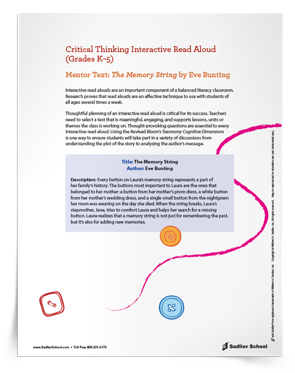 Critical Thinking Interactive Read Aloud of The Memory String