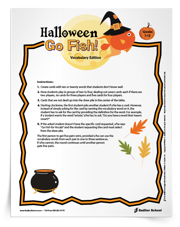 Halloween Go Fish Vocabulary Game