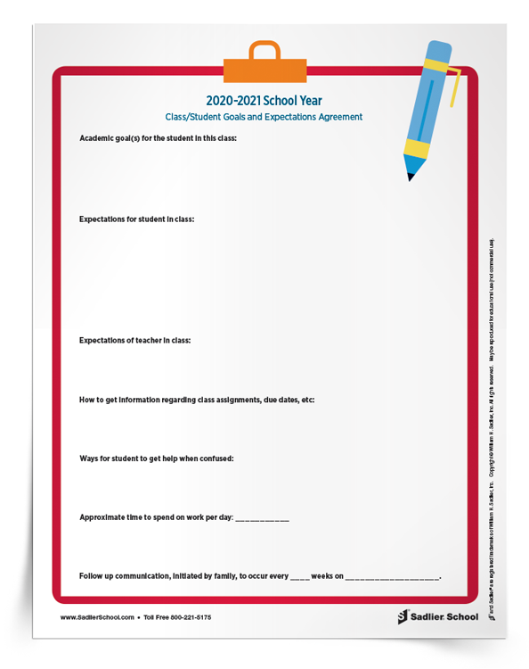 Class/Student Goals and Expectations Agreement Handout