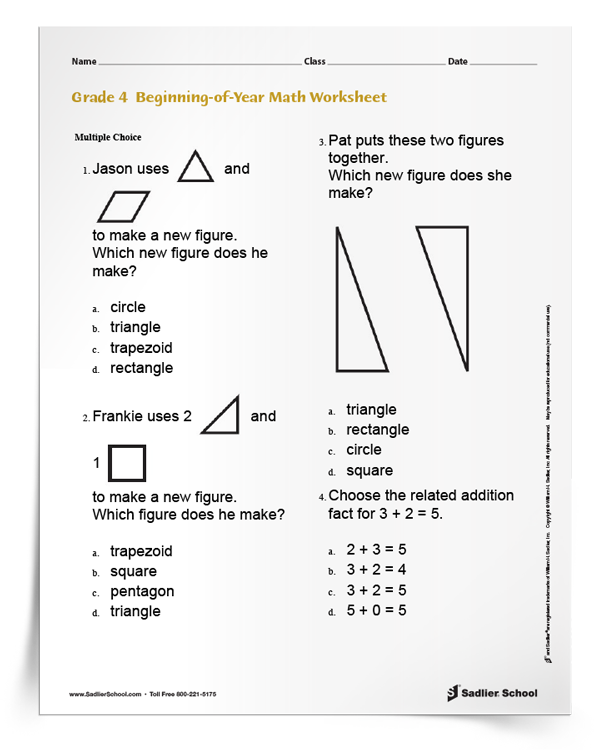 Beginning-of-Year Math Assessment Practice by Grade Level