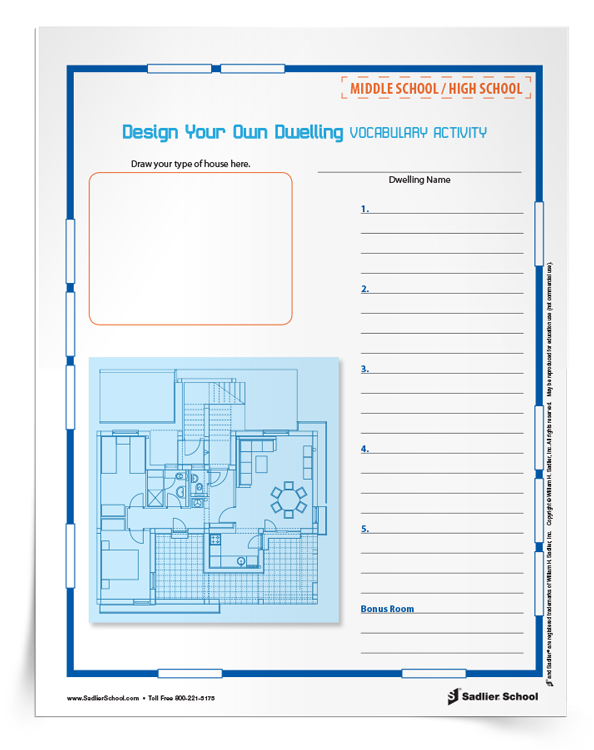 Design Your Own Dwelling Vocabulary Activity