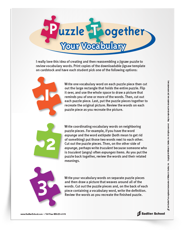 Puzzle Together Your Vocabulary Activity