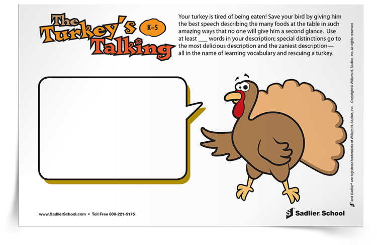 The Turkey's Talking Vocabulary Activity