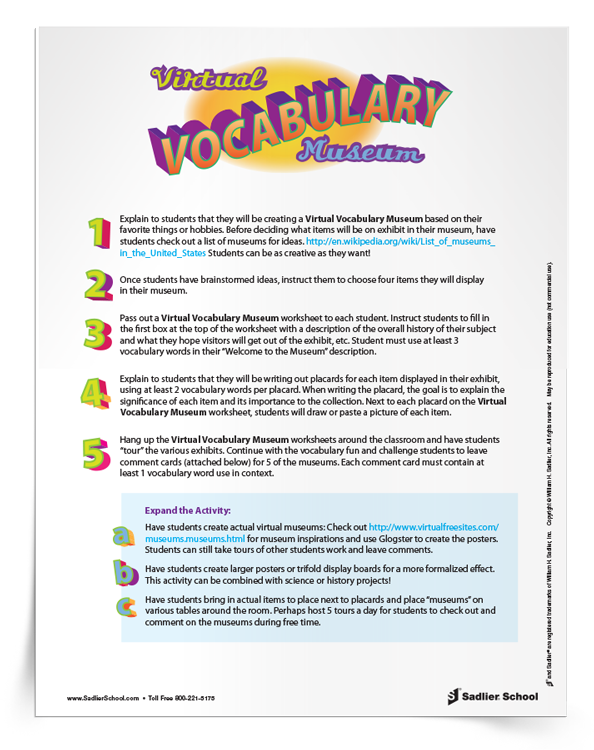 Virtual Vocabulary Museum Activity