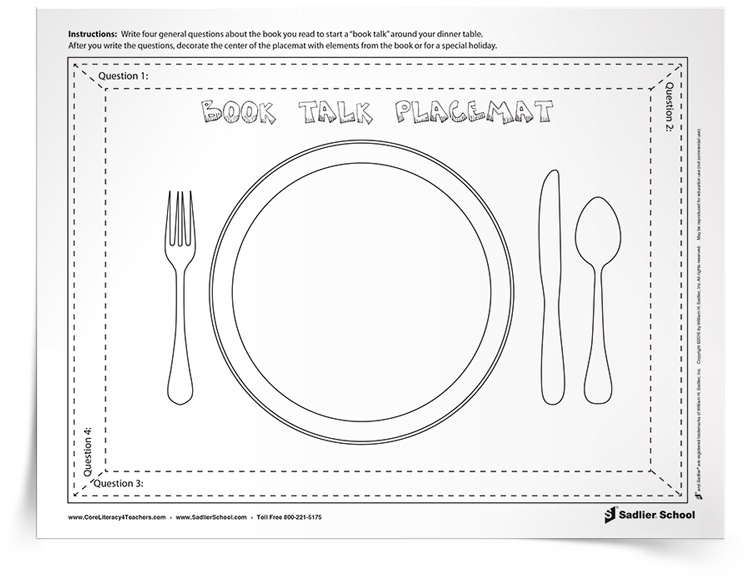 Book Talk Placemat Activity