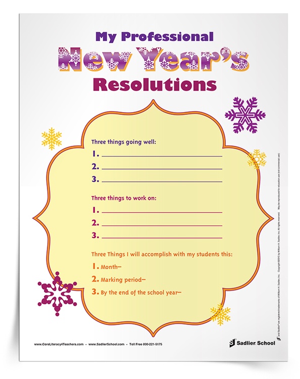 My Professional New Year's Resolutions Worksheet