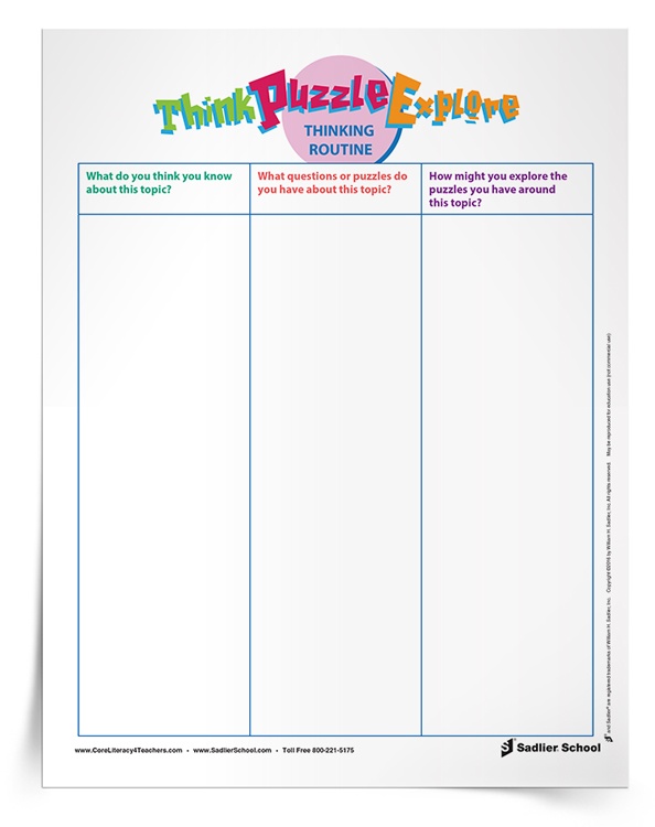 Think–Puzzle–Explore Graphic Organizer