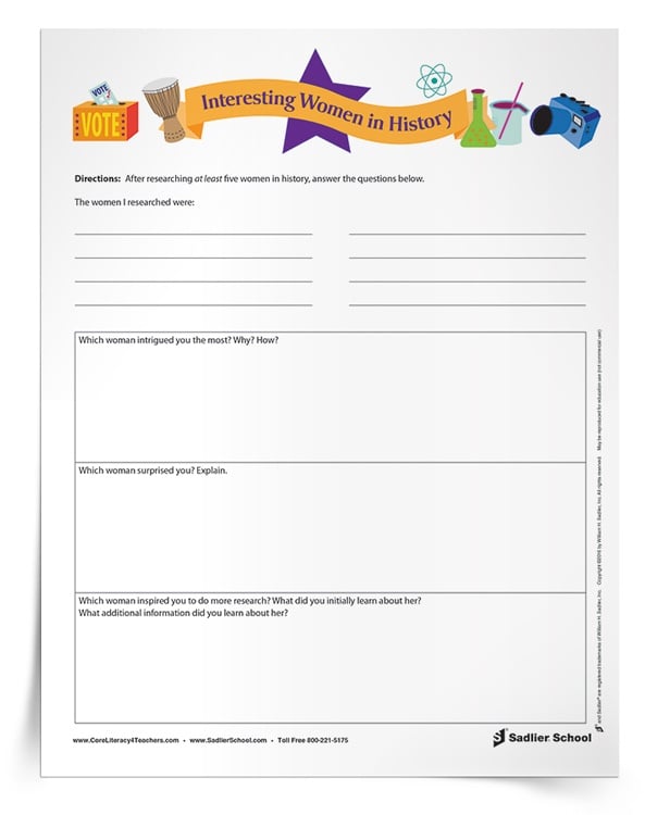 Interesting Women In History Research Activity