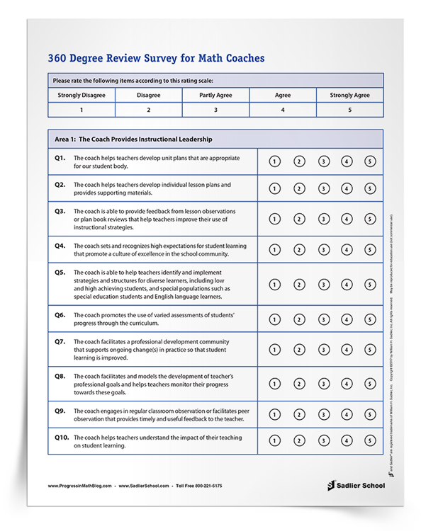 360 Degree Review Survey for Math Coaches