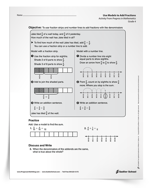 Use Models to Add Fractions Activity