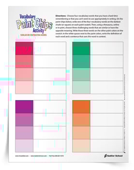 Vocabulary Paint Chips Activity