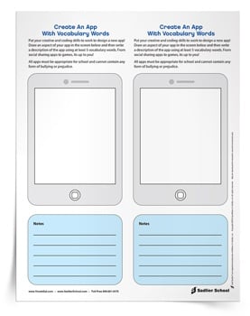 Create An App With Words Vocabulary Activity