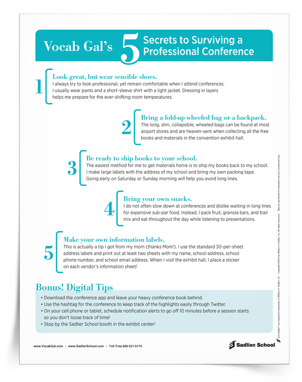 Top Five Secrets to Making the Most of a Professional Conference Tip Sheet