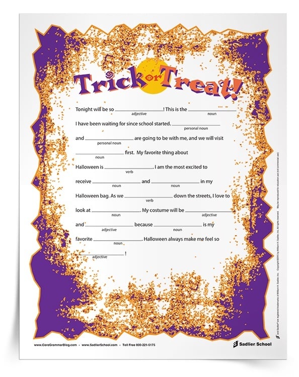Halloween Mad Libs Printable Activity