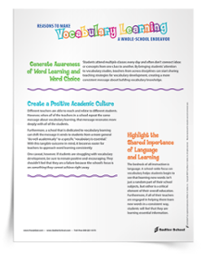 Reasons to Make Vocabulary a Whole-School Endeavor and Strategies to Adopt a School-Wide Vocabulary Focus Tip Sheets