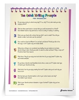 Ten Quick Writing Prompts for Vocabulary